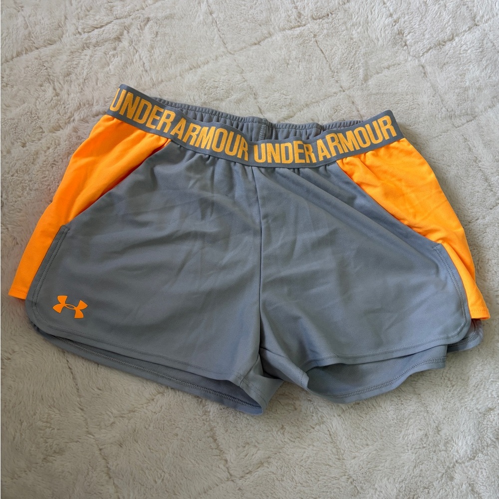 Under Armour Gray & Orange Athletic Shorts